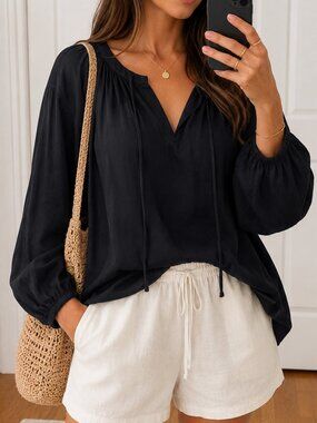 VICI xs peasant flowy blouse black